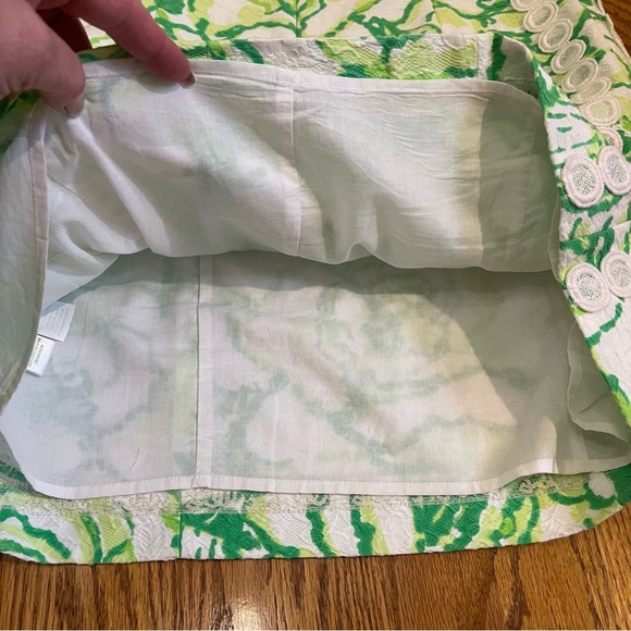 Lilly Pulitzer Mila Resort White & Green Heartbreaker Lace Detail Shift Dress - Picture 7 of 14